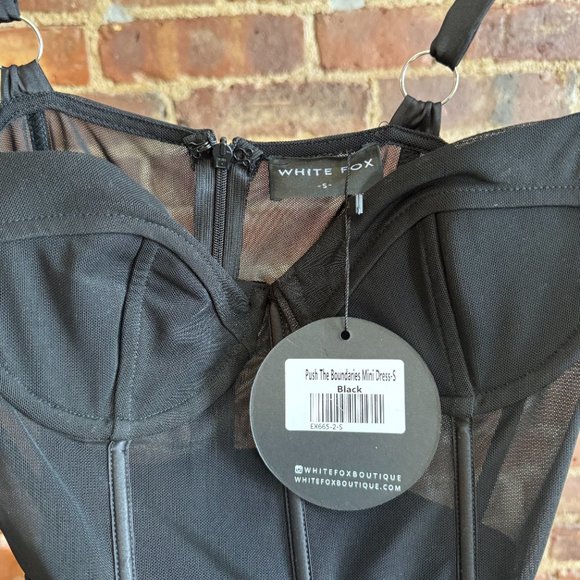 White Fox black sheer dress 'Push the Boundaries' with tags size S - Picture 3 of 8